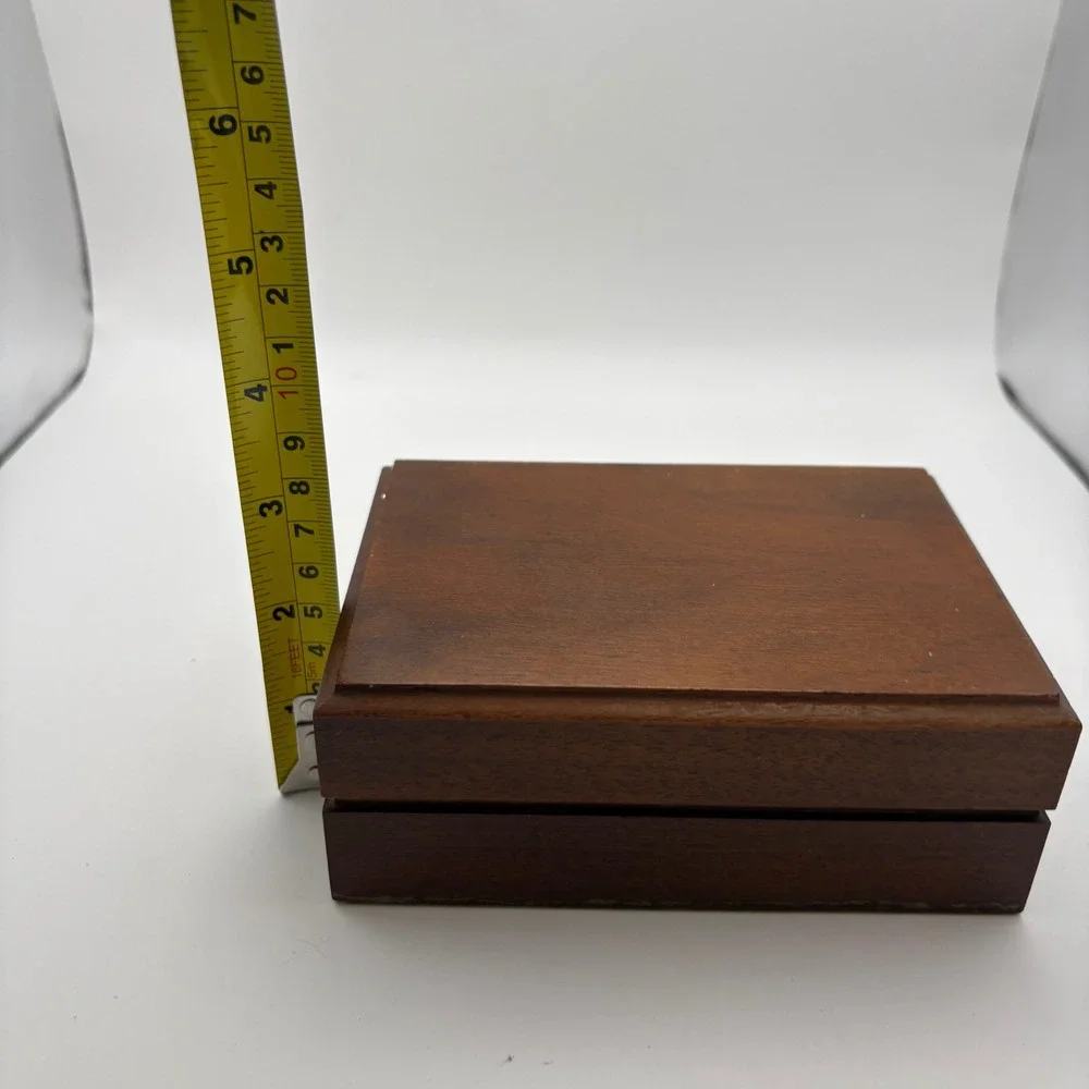 Decatur Industries Trinket Jewelry Box Brown Walnut Wood 6-Slot Velvet MCM
